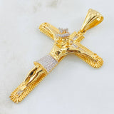 Dije Cruz Cristo 21.2gr / 7.5cm / Dos Oros Amarillo Blanco 18K ©