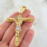 Dije Cruz Cristo 21.2gr / 7.5cm / Dos Oros Amarillo Blanco 18K ©