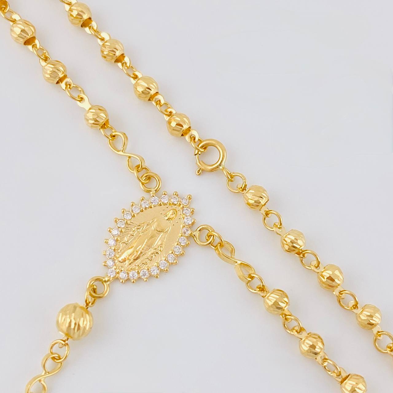 Rosario Virgen Milagrosa Diamantado 7.4 g / 47.5 cm / 3 mm - 4 mm Oro Amarillo 18K
