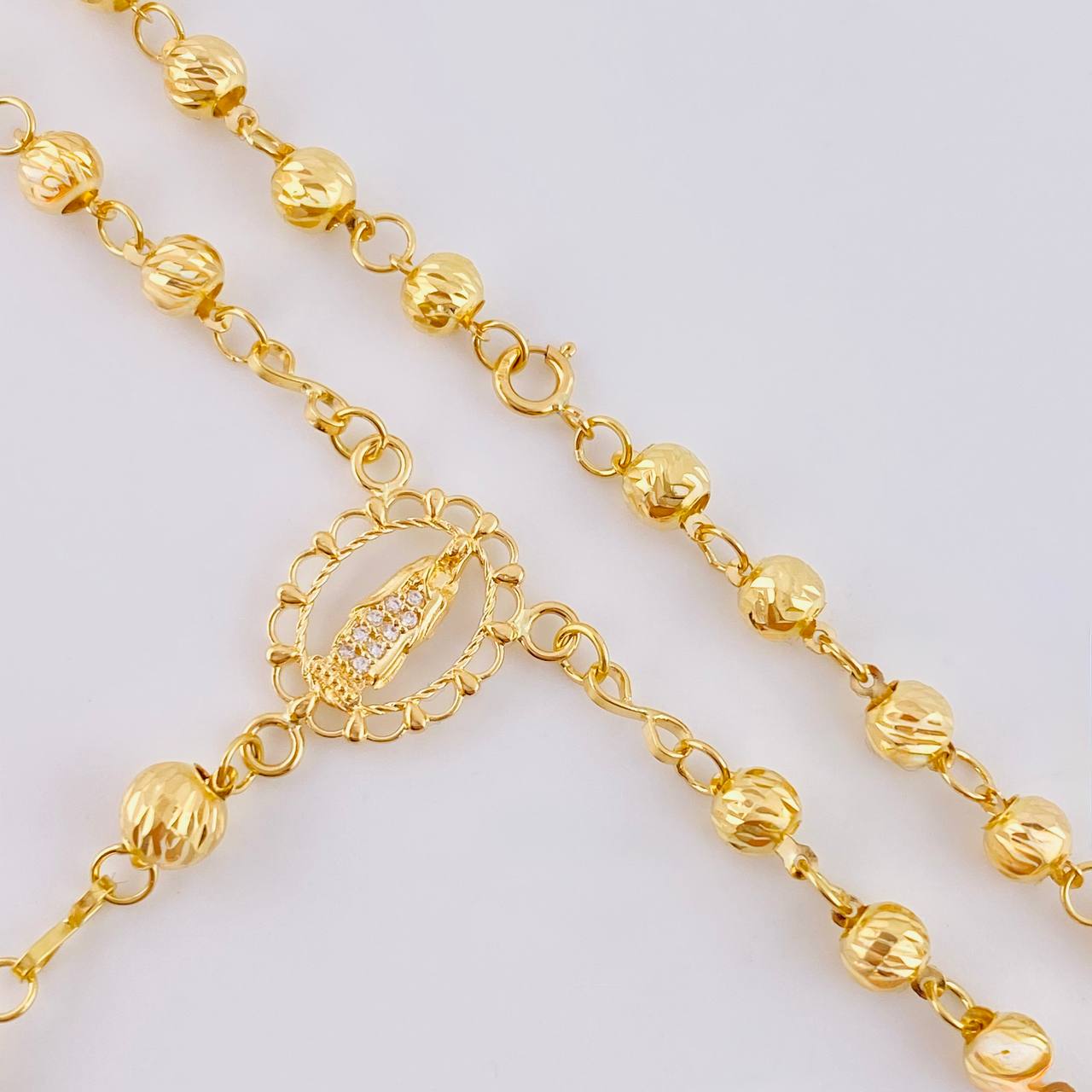 Rosario Virgen Guadalupe Diamantado 10 g / 52.5 cm / 4 mm - 5 mm Oro Amarillo 18K