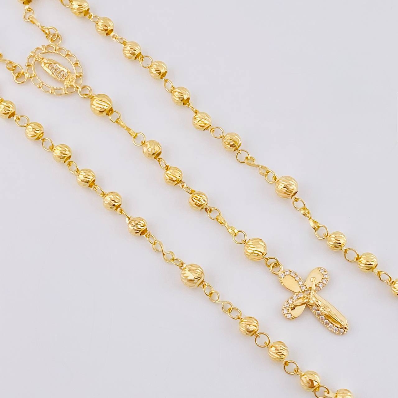 Rosario Virgen Guadalupe Diamantado 10 g / 52.5 cm / 4 mm - 5 mm Oro Amarillo 18K