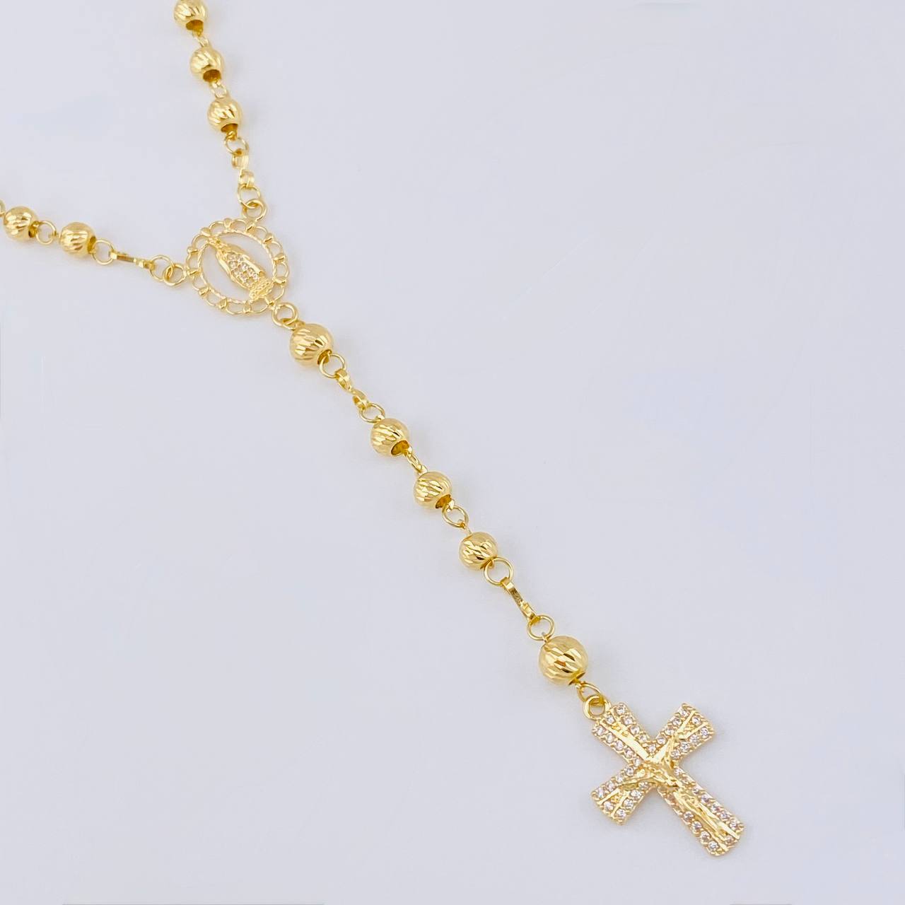 Rosario Virgen Guadalupe Diamantado 9.8 g / 50 cm / 4 mm - 5 mm Oro Amarillo 18K