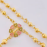 Rosario Virgen Guadalupe Corazones Diamantado 10 g / 50 cm / 4 mm - 5 mm Oro Amarillo 18K