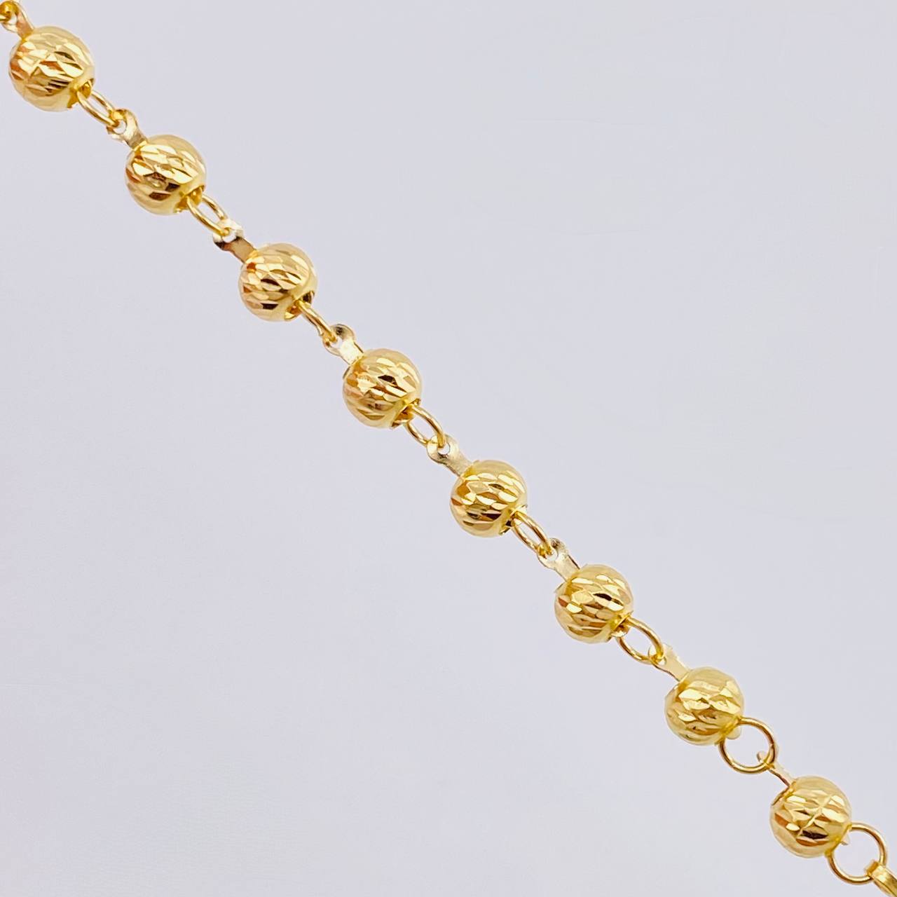 Rosario Virgen Guadalupe Corazones Diamantado 10 g / 50 cm / 4 mm - 5 mm Oro Amarillo 18K