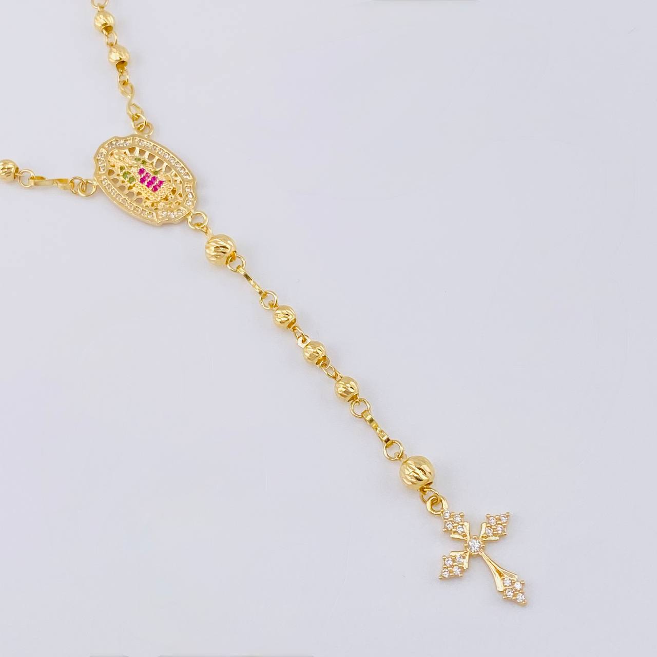 Rosario Virgen Guadalupe Diamantado 7.65 g / 47.5 cm / 3 mm - 4 mm Oro Amarillo 18K