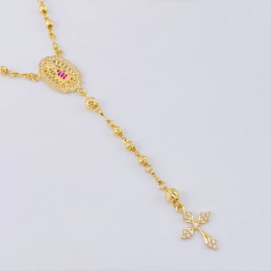 Rosario Virgen Guadalupe Diamantado 7.65 g / 47.5 cm / 3 mm - 4 mm Oro Amarillo 18K