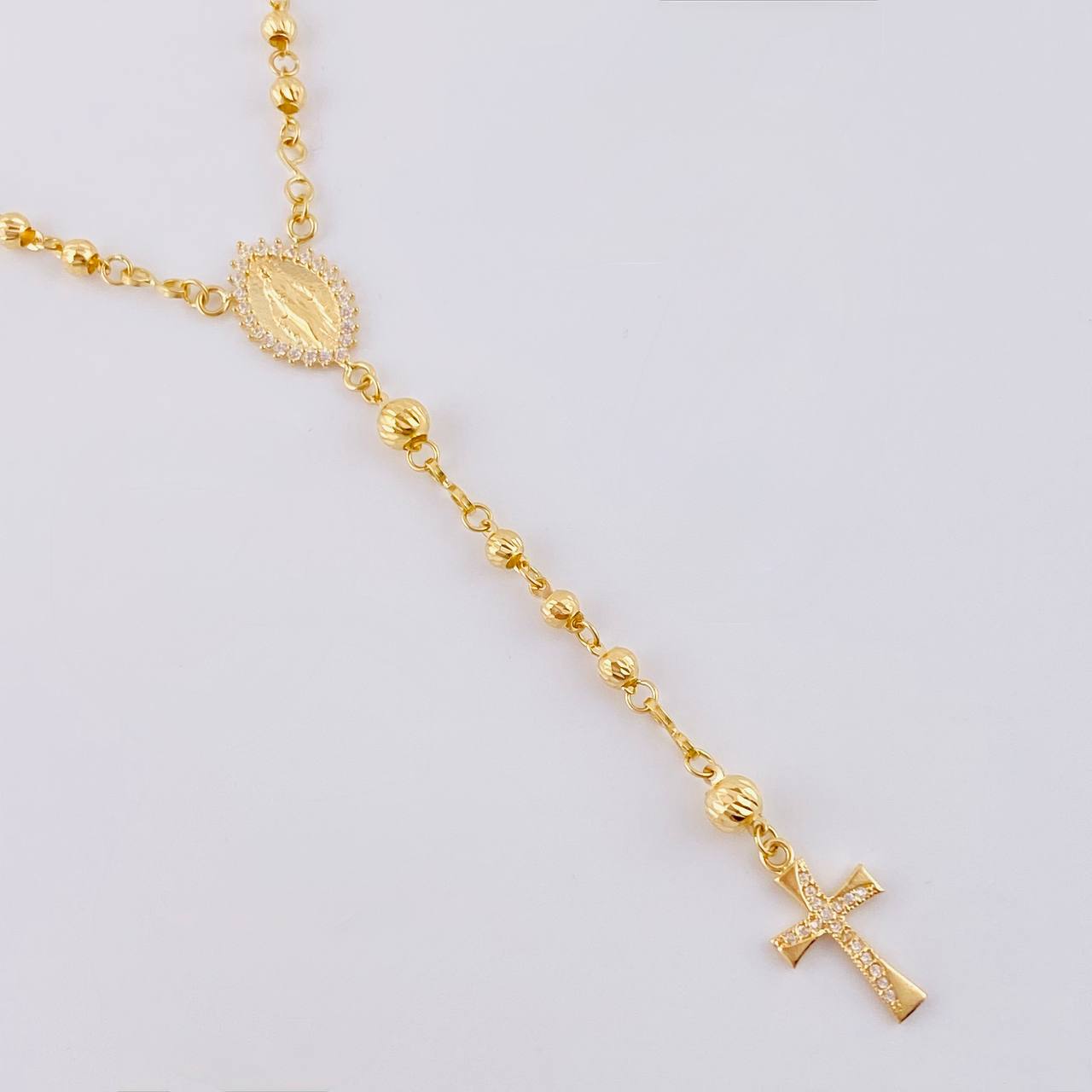 Rosario Virgen Milagrosa Diamantado 7.05 g / 47.5 cm / 3 mm - 4 mm Oro Amarillo 18K