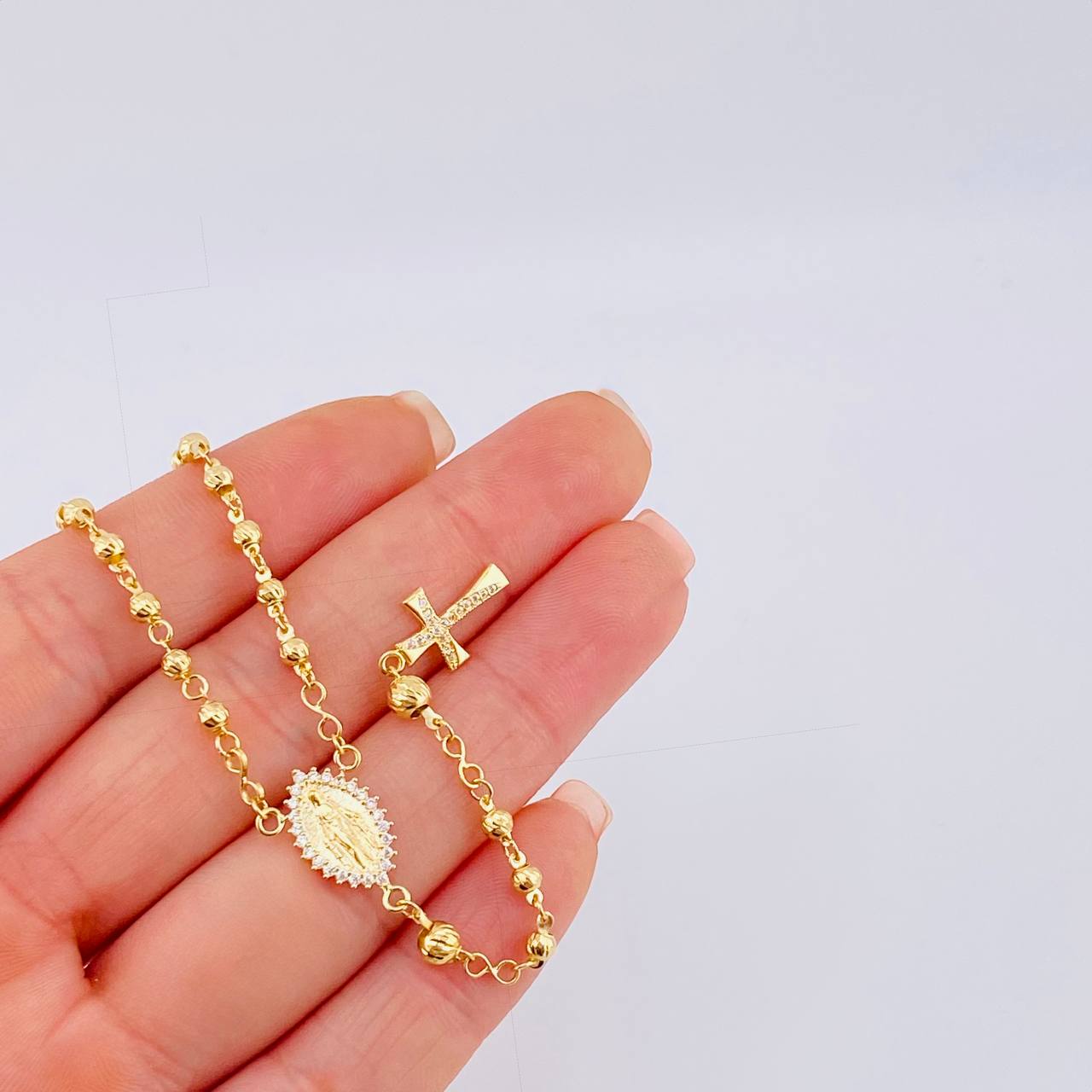 Rosario Virgen Milagrosa Diamantado 7.05 g / 47.5 cm / 3 mm - 4 mm Oro Amarillo 18K