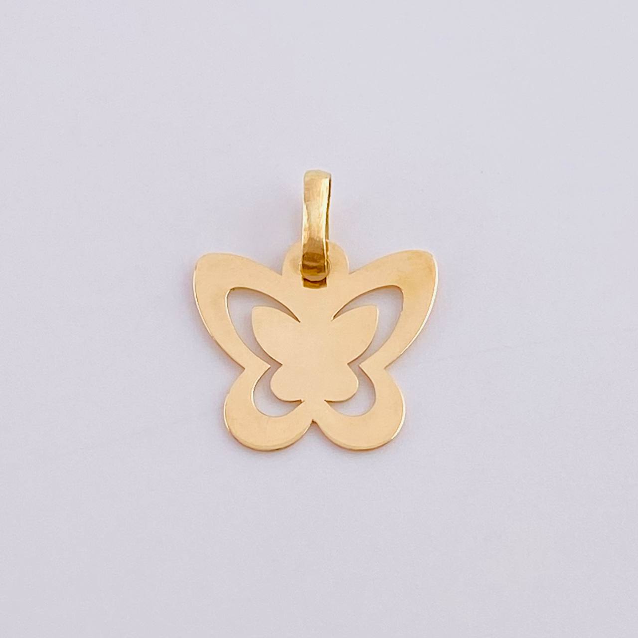 Dije Mariposa Doble Silueta 0.65 g / 1.6 cm Oro Amarillo 18K