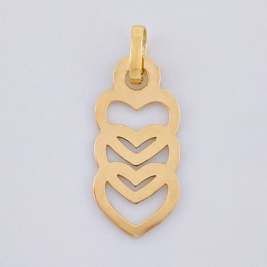Dije Trio Corazones Silueta 0.55 g / 2.1 cm Oro Amarillo 18K
