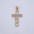 Dije Cruz Jesus 2.3gr / 3.7cm / Circones Blancos Dos Oros Amarillo Blanco 18K &