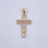 Dije Cruz Jesus 2.3gr / 3.7cm / Circones Blancos Dos Oros Amarillo Blanco 18K &
