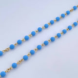 Rosario Virgen Maria 12.8gr / 54.6cm / 4.6mm Neoprenos Azules Oro Amarillo 18K &
