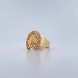 Anillo Herradura Caballo 12.35gr / T10 / Circones Blancos Oro Amarillo 18K $
