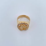 Anillo Herradura Caballo 12.35gr / T10 / Circones Blancos Oro Amarillo 18K $