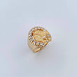 Anillo Herradura Caballo 12.35gr / T10 / Circones Blancos Oro Amarillo 18K $