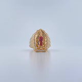 Anillo Virgen Guadalupe 11.35gr / T11 1/4 / Circones Azules Fucsias Blancos Oro Amarillo 18K $