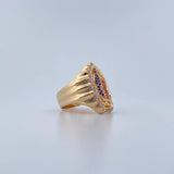 Anillo Virgen Guadalupe 11.35gr / T11 1/4 / Circones Azules Fucsias Blancos Oro Amarillo 18K $