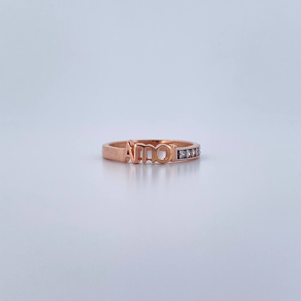 Anillo Amor 2.15gr / T6 1/4 / Circones Blancos Dos Oros Blanco Rosa 18K $