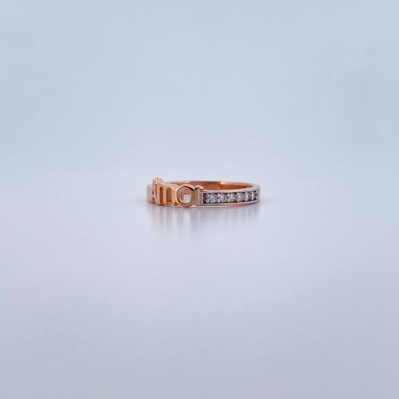 Anillo Amor 2.15gr / T6 1/4 / Circones Blancos Dos Oros Blanco Rosa 18K $