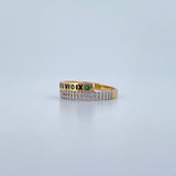 Anillo Fecha Romana 2.65gr / T7 1/2 / Circones Verdes Blancos Dos Oros Amarillo Blanco 18K $