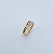 Anillo Fecha Romana 2.65gr / T7 1/2 / Circones Verdes Blancos Dos Oros Amarillo Blanco 18K $