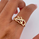 Anillo Corazon Infinito 2.55gr / T7 / Circones Blancos Oro Amarillo 18K $