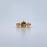 Anillo Corona RX 4.6gr / T7 / Circones Verdes Blancos Oro Amarillo 18K $