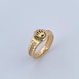 Anillo Corona RX 4.6gr / T7 / Circones Verdes Blancos Oro Amarillo 18K $