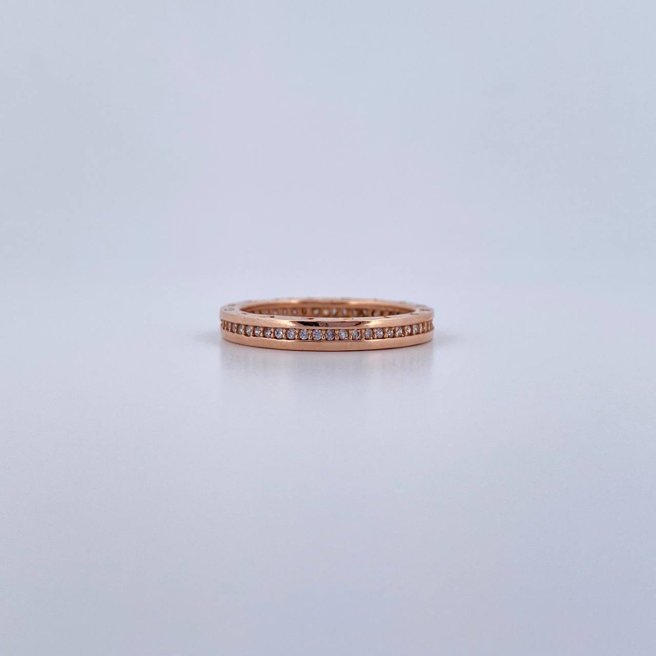 Anillo Argolla BV 3.8gr / T7 1/4 / Circones Blancos Oro Rosa 18K $