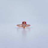 Anillo Buho 1.85gr / T6 1/4 / Circones Fucsias Blancos Oro Rosa 18K $