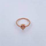 Anillo Buho 1.85gr / T6 1/4 / Circones Fucsias Blancos Oro Rosa 18K $