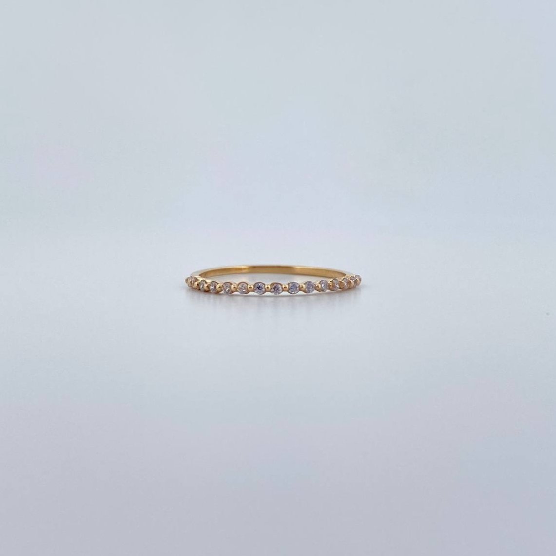 Anillo Argolla Churumbela 1.05gr / T7 1/4 / Circones Blancos Oro Amarillo 18K $