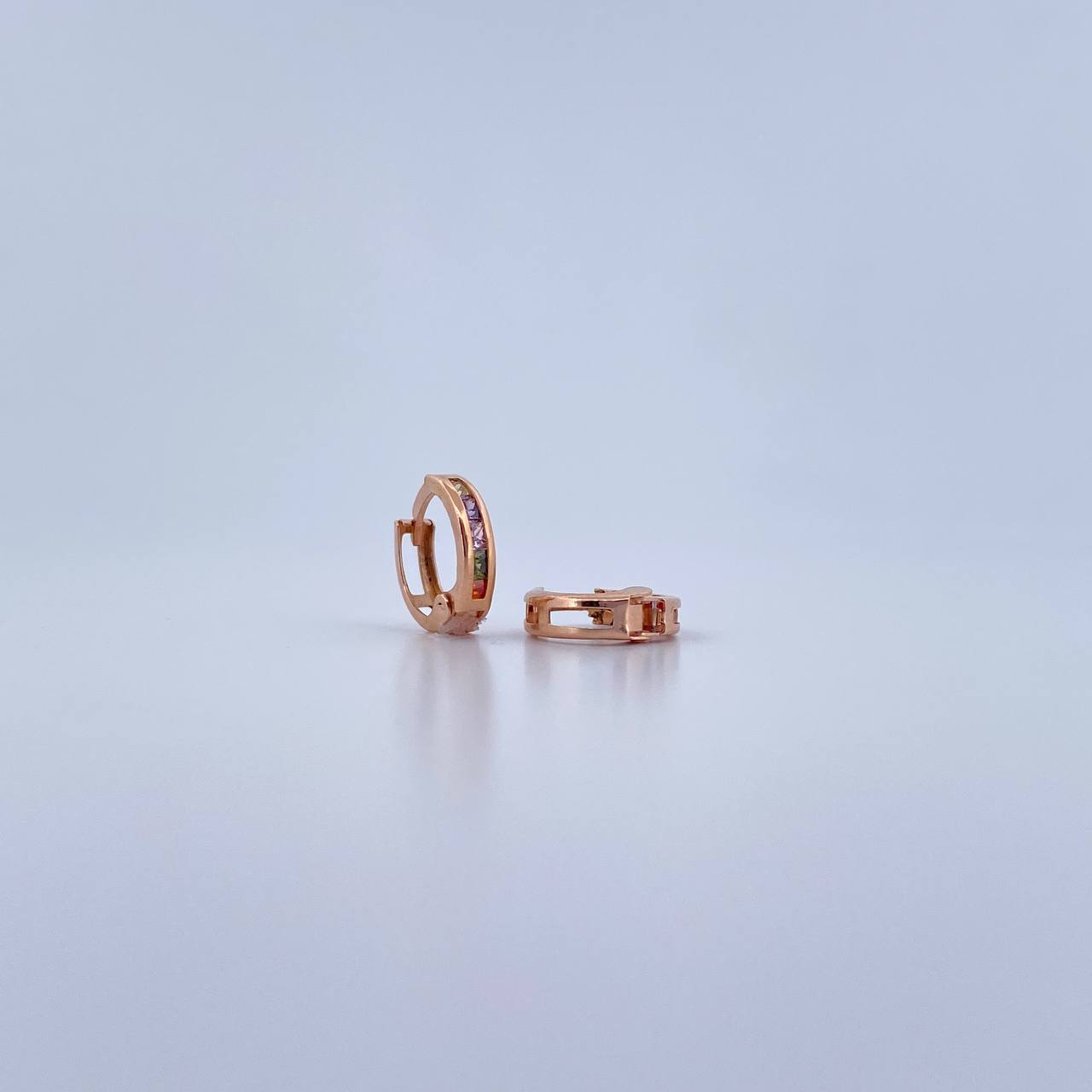 Candongas Carril Doble 1.05gr / 1cm / Circones Colores Oro Rosa 18K $