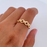 Anillo Churumbela Rombos 1.65gr / T5 1/2 / Circones Blancos Oro Amarillo 18K $