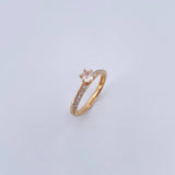 Anillo Solitario Linea Invertida 1.9gr / T5 3/4 / Circones Blancos Oro Amarillo 18K $