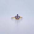 Anillo Corona 1.55gr / T7 1/4 / Circones Azules Blancos Oro Amarillo 18K $