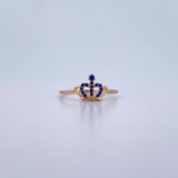 Anillo Corona 1.55gr / T7 1/4 / Circones Azules Blancos Oro Amarillo 18K $