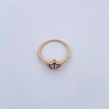 Anillo Corona 1.55gr / T7 1/4 / Circones Azules Blancos Oro Amarillo 18K $