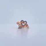 Anillo Corazon Flecha 2.75gr / T6 1/2 / Circones Blancos Dos Oros Blanco Rosa 18K $