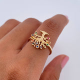 Anillo Arbol De La Vida 2.4gr / T5 1/2 / Circones Colores Oro Amarillo 18K $