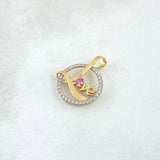 Dije LOVE en Circulo 1.35gr / 2cm / Circones Blancos Rosado Oro Amarillo 18K