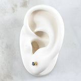 Topos Piedra 0.9gr / 3.2mm Diamantes Azules 10pts Oro Amarillo 18K (Joya) ©