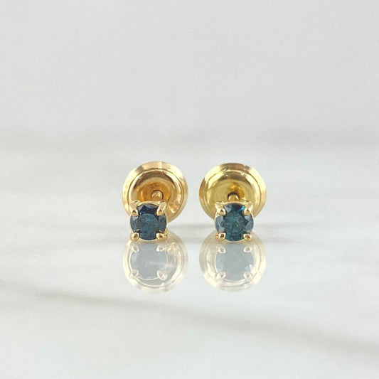 Topos Piedra 1gr / 3.5mm Diamantes Azules 10pts Oro Amarillo 18K (Joya)