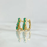 Candongas Omegas Infinitas 2.5gr / 1.2cm / Esmeraldas 52pts Oro Amarillo 18K (Joya) ©