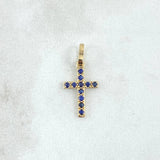 Dije Cruz 0.55gr / 2.1cm / Safiros 15pts Oro Amarillo 18K (Joya) ©