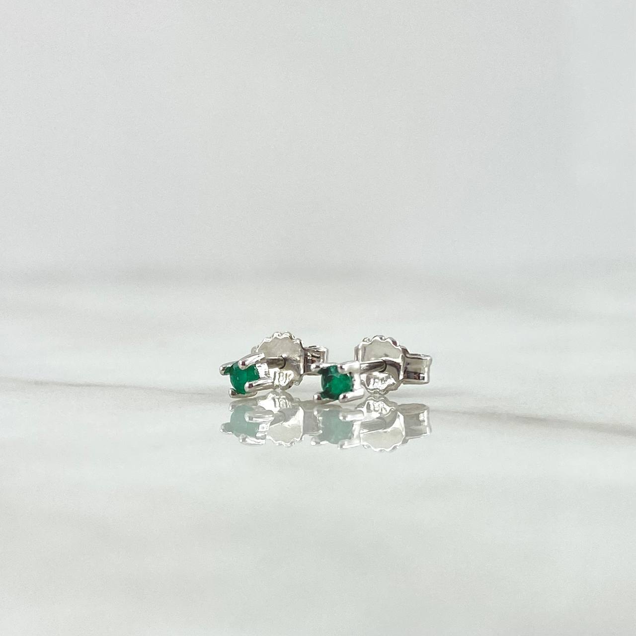 Topos Piedra 0.7gr / 3mm Broche Mariposa - Esmeraldas 05Pts Oro Blanco 18K (Joya)