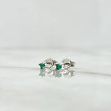 Topos Piedra 0.7gr / 3mm Broche Mariposa - Esmeraldas 05Pts Oro Blanco 18K (Joya)