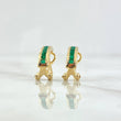 Candongas Omega Carril Lineal 3.55gr / 1.6cm / Esmeraldas 46Pts Oro Amarillo 18K (Joya)