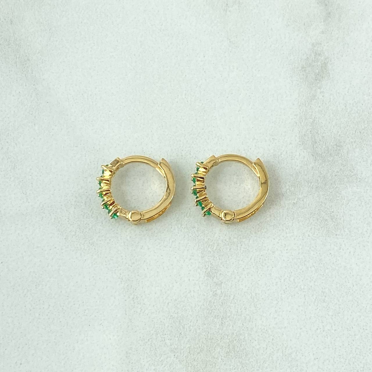 Candongas 1.55gr / 1.1cm / Esmeraldas 21Pts Oro Amarillo 18K (Joya)